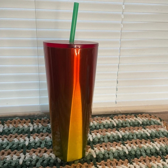 Starbucks red orange yellow ombré 24oz‎ stainless steel tumbler - Picture 4 of 6